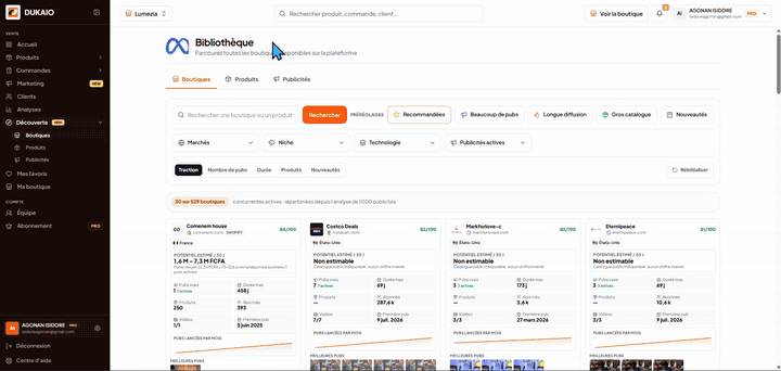 Démonstration de l’espace Découverte DUKAIO avec ses boutiques et publicités